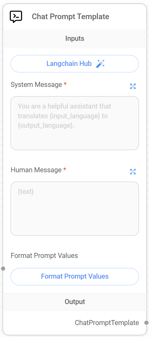 <p>Chat Prompt Template Node</p>